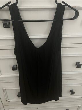 bebe Black Lace-Trim Sleeveless Top